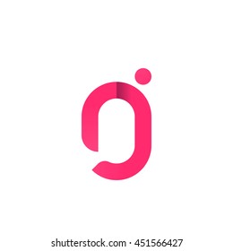 initial letter rj modern linked circle round lowercase logo pink