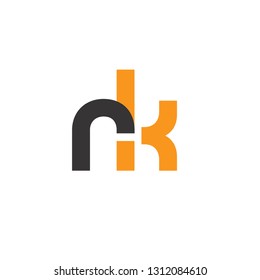 Initial Letter RK Linked Circle Lowercase Logo Black Orange Icon Design Template Element - Vector
