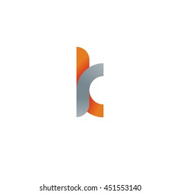 initial letter rk modern linked circle round lowercase logo orange gray