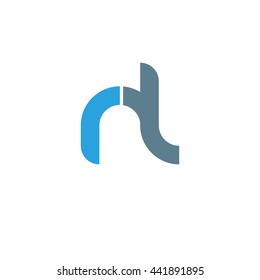 initial letter rl linked round lowercase logo blue