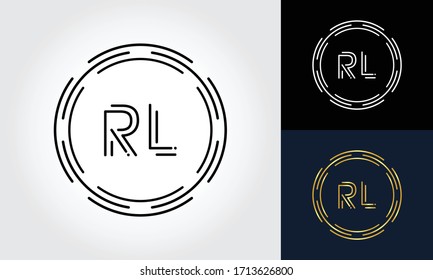 Initial Letter RL Logo Creative Typography Vector Template. Digital Abstract Letter RL Logo Design