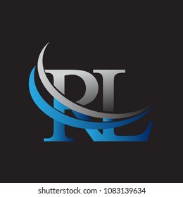 initial letter RL logotype company name colored blue and grey swoosh design. vector logo for business and company identity.