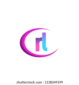 initial letter RL logotype company name, coloreful and swoosh design. vector logo for business and company identity.
