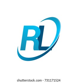 initial letter RL logotype company name colored blue swoosh design concept. vector logo for business and company identity.
