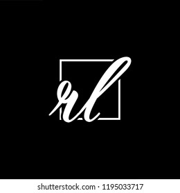 Initial letter RL LR minimalist art monogram shape logo, white color on black background