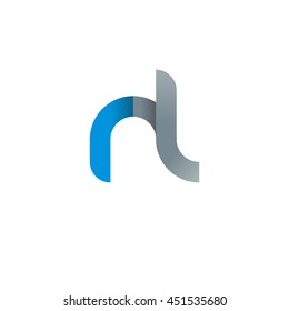 initial letter rl modern linked circle round lowercase logo blue gray