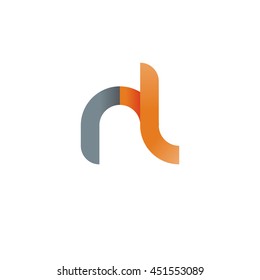 initial letter rl modern linked circle round lowercase logo orange gray