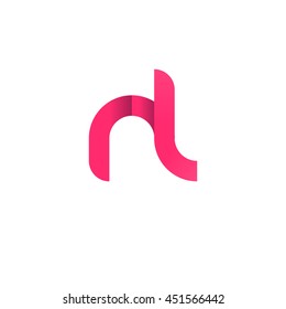 initial letter rl modern linked circle round lowercase logo pink