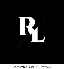 Initial Letter RL Monogram Sliced. Logo template isolated on black background