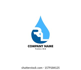 Initial Letter RL with Water Drop Logo Design Vector Template