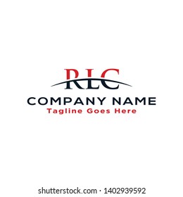 Initial letter RLC, overlapping movement swoosh horizon logo company design inspiration in red and dark blue color vector