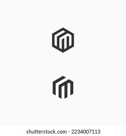 initial letter rm hexagon logo design vector illustration template
