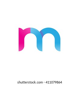 initial letter rm linked round lowercase logo pink blue