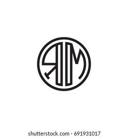Initial letter RM, minimalist line art monogram circle logo, black color