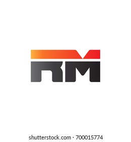 Initial letter RM, straight linked line bold logo, gradient fire red black colors