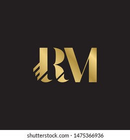 Initial letter rm uppercase modern logo design template elements. Gold letter Isolated on black  background. Suitable for business, consulting group company.