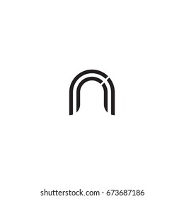 Initial letter rn, linked outline rounded lowercase, monogram black