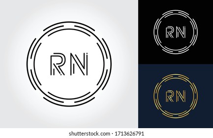 Initial Letter RN Logo Creative Typography Vector Template. Digital Abstract Letter RN Logo Design