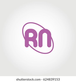 initial letter rn logo purple on white background