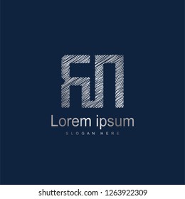 Initial Letter RN Logo Template Vector Design. Silver letter logo
