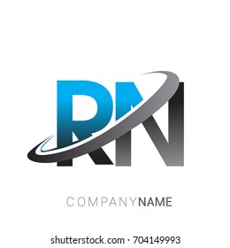 initial letter RN logotype company name colored blue and grey swoosh design. logo design for business and company identity.