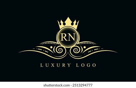 Initial letter RN luxury logo design. RN Luxurious Royal golden Logo design