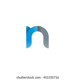 initial letter rn modern linked circle round lowercase logo blue gray
