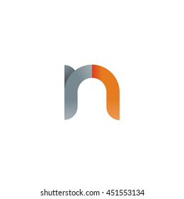 initial letter rn modern linked circle round lowercase logo orange gray