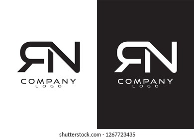 Initial Letter rn, nr Logo Template Vector Design with black and white background 