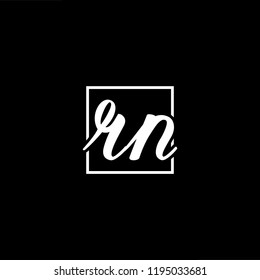 Initial letter RN NR minimalist art monogram shape logo, white color on black background