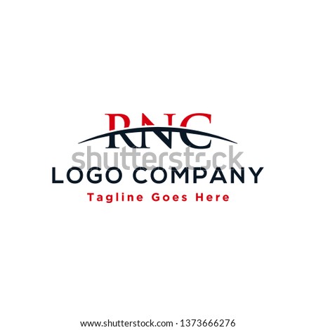 Initial letter RNC, overlapping movement swoosh horizon logo design inspiration in red and dark blue color vector