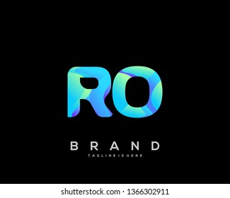 Initial letter RO logo with colorful background, letter combination logo design for creative industry, web, business and company. - Vector
