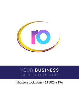 initial letter RO logotype company name, coloreful and swoosh design. vector logo for business and company identity.