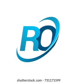 initial letter RO logotype company name colored blue swoosh design concept. vector logo for business and company identity.
