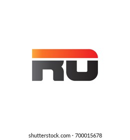 Initial letter RO, straight linked line bold logo, gradient fire red black colors
