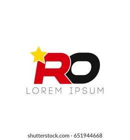 Initial letter ro yellow star logo red black
