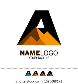 initial Letter A rock mountain logo. rock hill logo. can be used for mining company logos, oil drilling companies, and others. vector