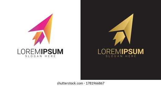 Initial letter A with rocket logo vector design template
