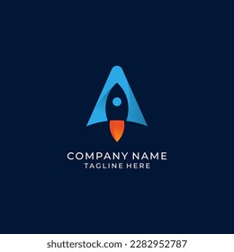 initial letter A with rocket shape logo design template	