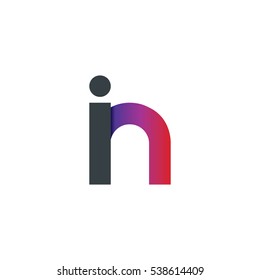 Initial Letter IN Rounded Lowercase Logo Black Purple