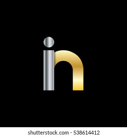 Initial Letter IN Rounded Lowercase Logo Silver Gold