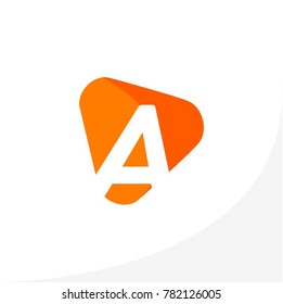 Initial Letter A in Rounded Triangle Shape Logo Template