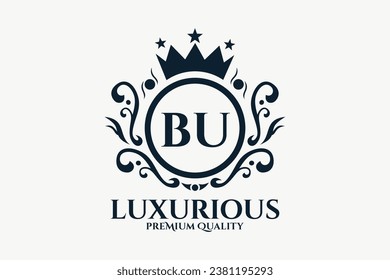 Initial  Letter Royal BU Luxury Logo template in vector art for luxurious branding  vector illustration.
