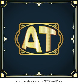 Initial letter AT royal luxury logo template