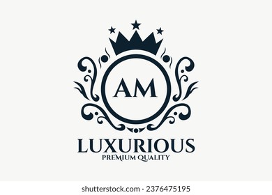 Initial Letter AM Royal Luxury Logo template in vector art for luxurious branding  vector illustration.
