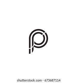 Initial letter rp, linked outline rounded lowercase, monogram black