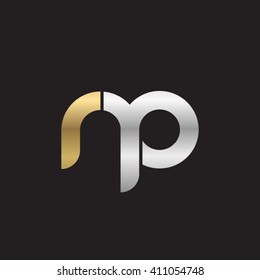 initial letter rp linked round lowercase logo gold silver black background