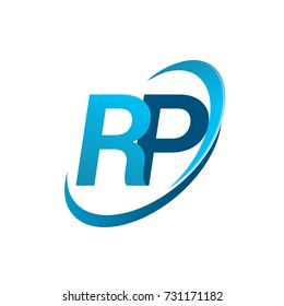 initial letter RP logotype company name colored blue swoosh design concept. vector logo for business and company identity.