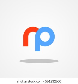 Initial letter RP lowercase logo design template red soft blue
