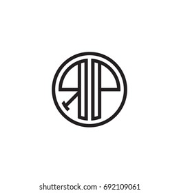 Initial letter RP, minimalist line art monogram circle logo, black color